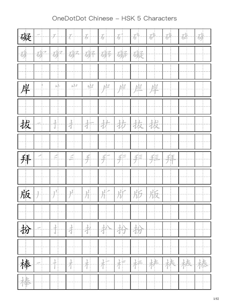 HSK 5 Chinese Character Guide | PDF