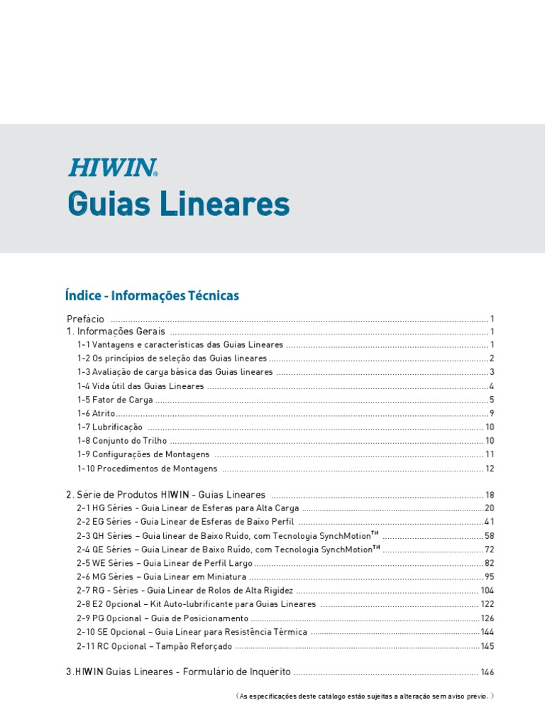 Catálogo de Guias Lineares HIWIN | PDF | Óleo de motor | Vestir-se
