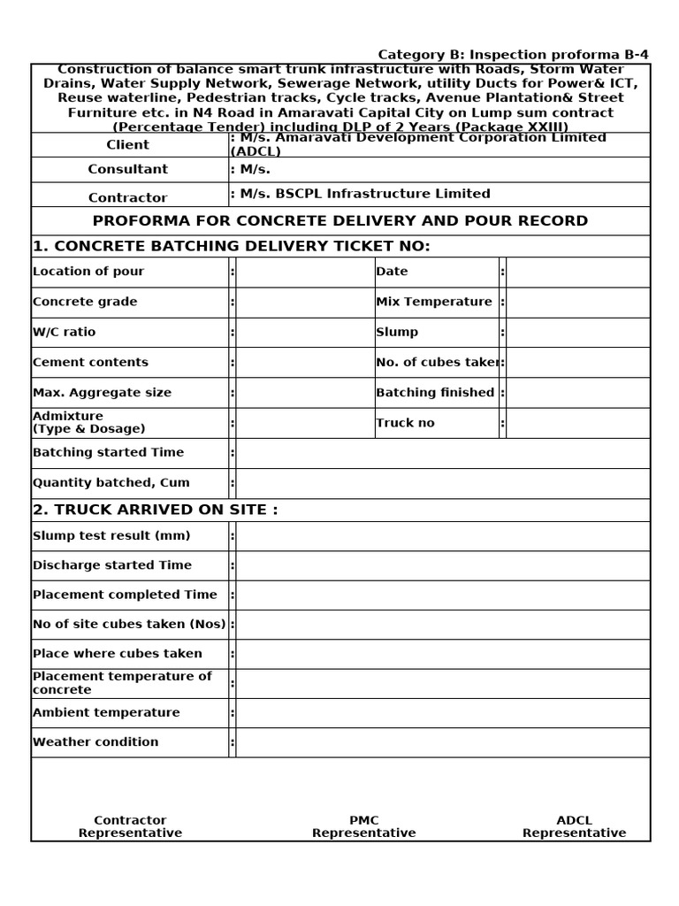 Category B Inspection Proforma B4 | PDF | Concrete | Civil Engineering