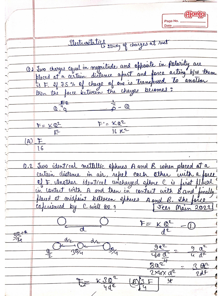 Electrostatics Notes | PDF