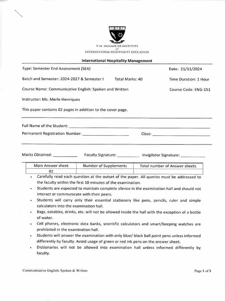 SEMESTER 1 Communicative English Spoken Written | PDF