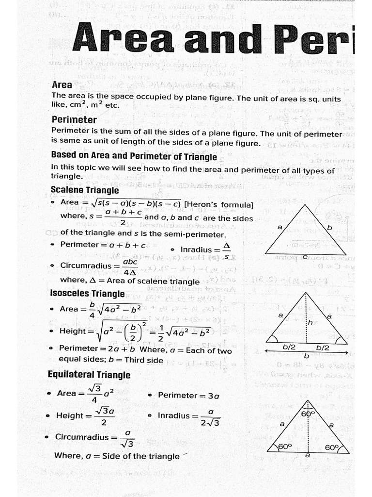 Area and Perimeter, Trignometry, Volume and Surface Area | PDF