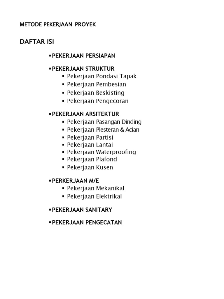 METODE PEKERJAAN PROYEK | PDF