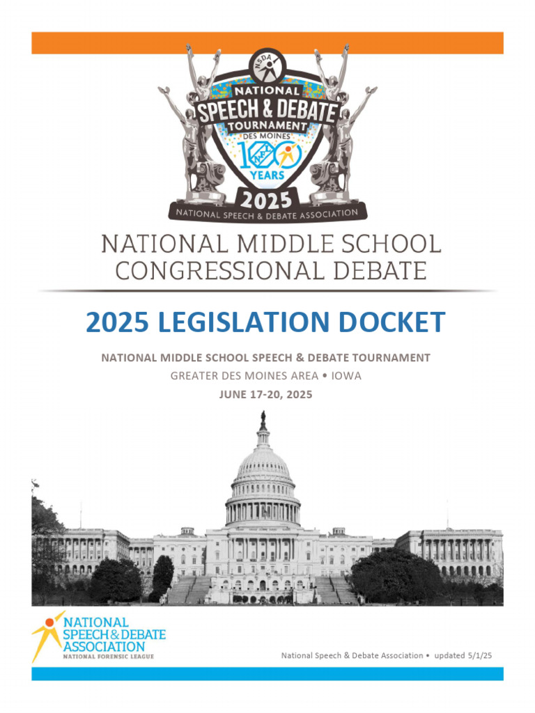 2025 Middle School Debate Legislation Docket | PDF | United States ...