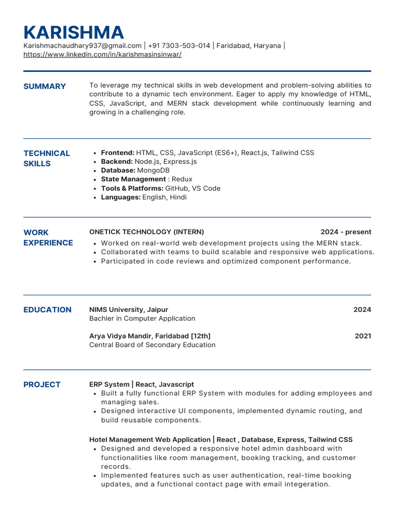 Karishma CV 1 | PDF