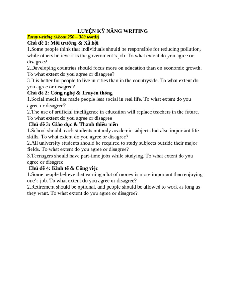 Writing Skills Practice Topics | PDF