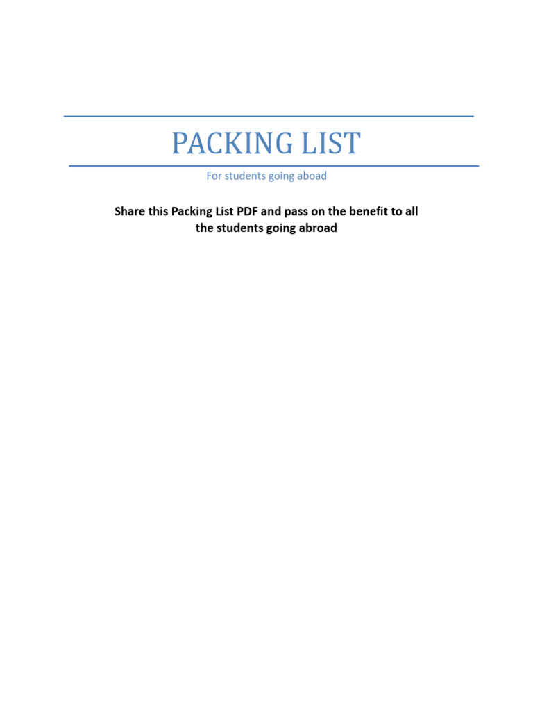 Essential Packing List for Students Abroad | PDF | Nutmeg