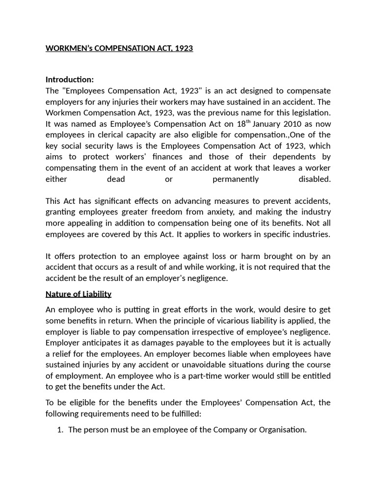 Employees Compensation Act Overview | PDF | Damages | Employment