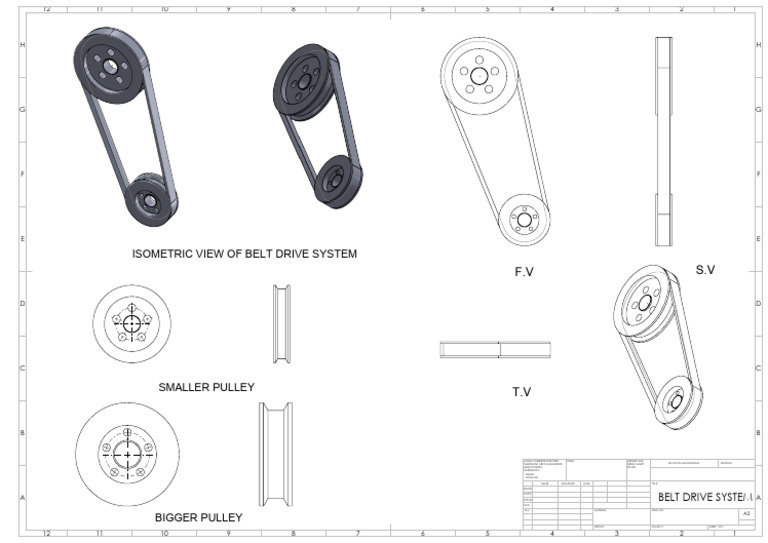 Belt Drive System Technical Drawing | PDF | Belt (Mechanical ...