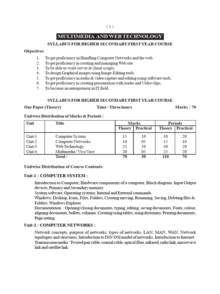 Multimedia and Web Technology 1 | PDF | World Wide Web | Internet & Web