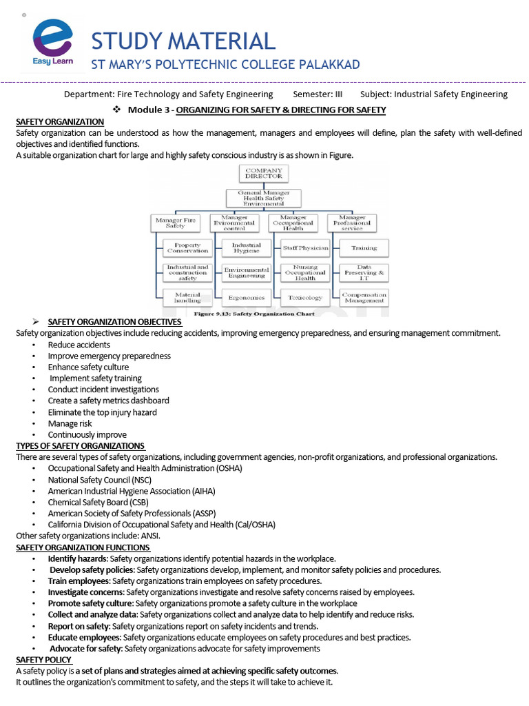 EASY LEARN NOTES-INDUSTRIAL SAFETY ENGINEERING-MODULE 3 | PDF | Safety ...