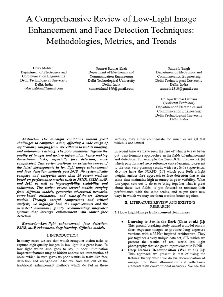 Low-Light Image Enhancement Review | PDF | Computer Vision | Deep Learning