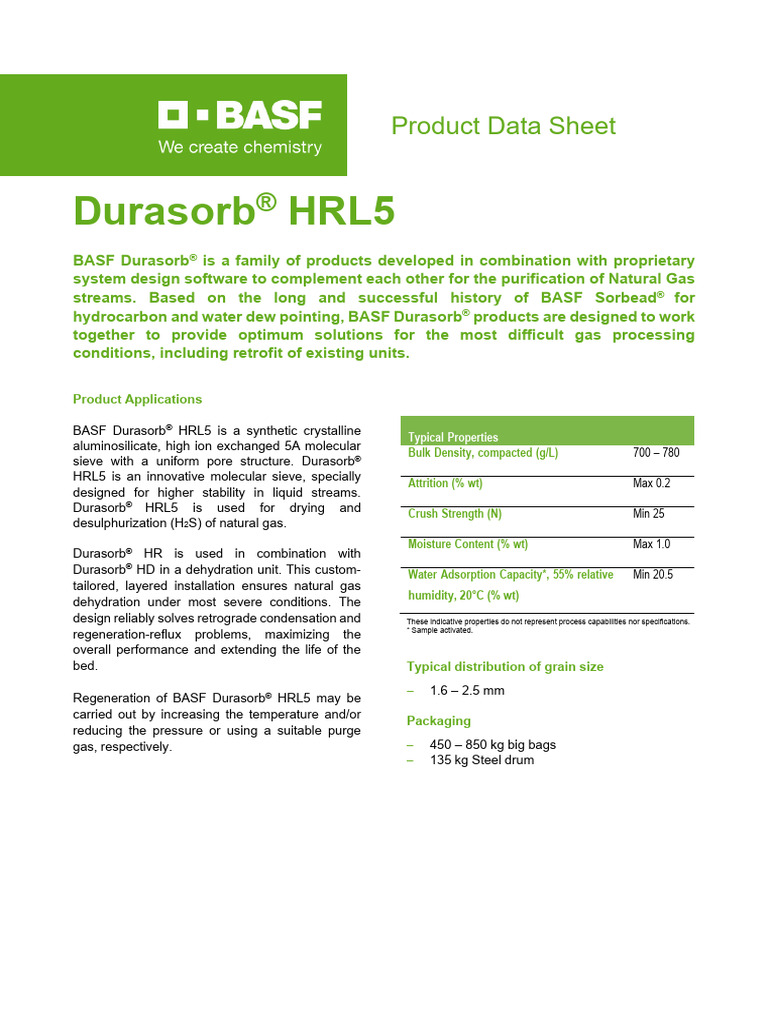 BASF Durasorb® HRL5 Data Sheet | PDF | Applied And Interdisciplinary ...