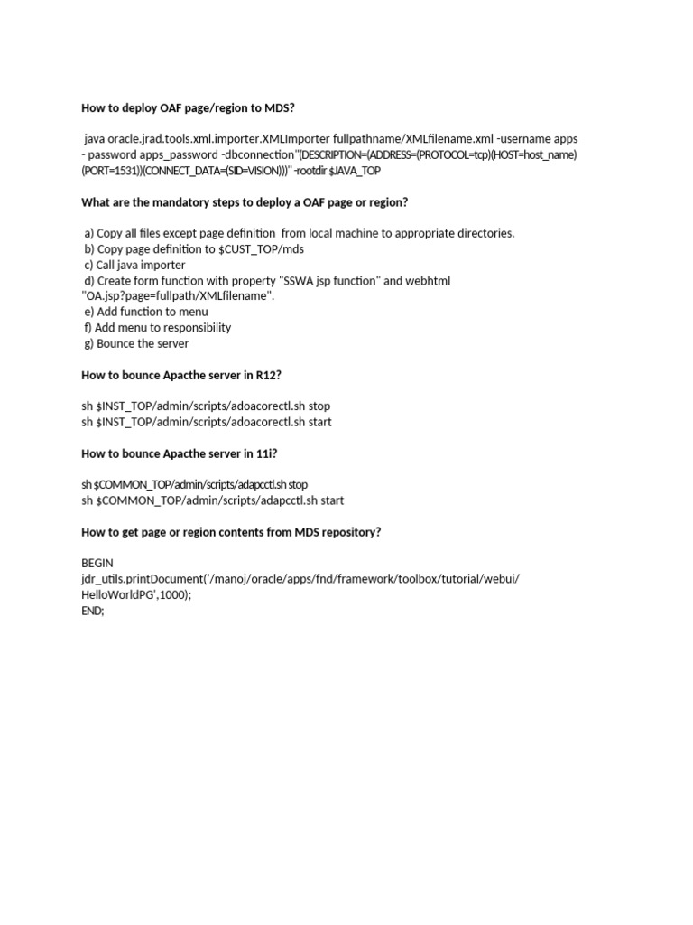 Deploy OAF Pages to MDS: Step-by-Step Guide | PDF