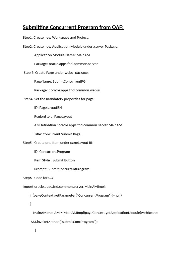 Submit Concurrent Program in OAF Guide | PDF | Computing | Software