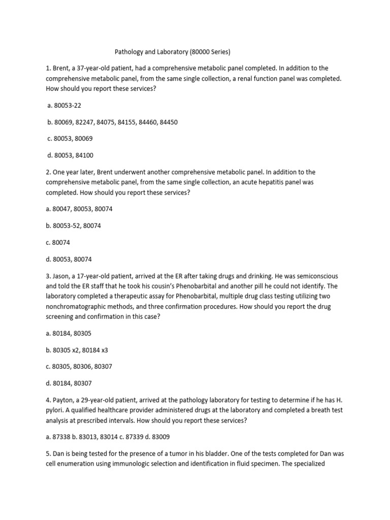 Pathology Lab Coding Scenarios Explained | PDF | Pathology | Diseases ...