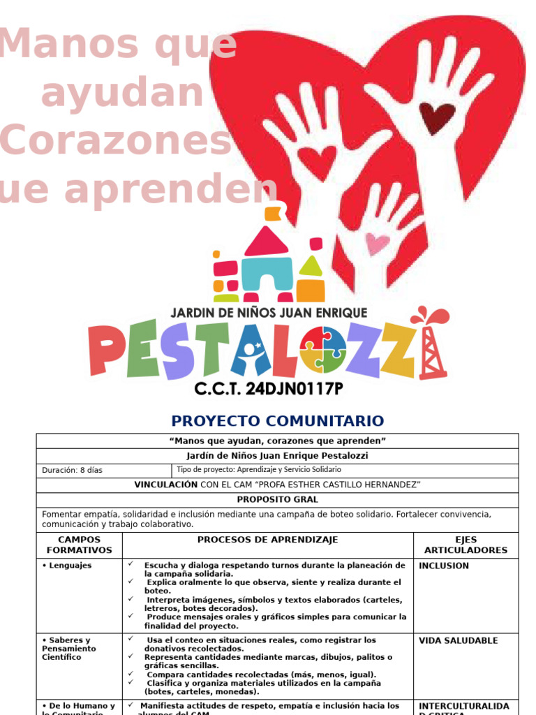 Proyecto Solidario en Jardín de Niños | PDF | Educación de la primera ...