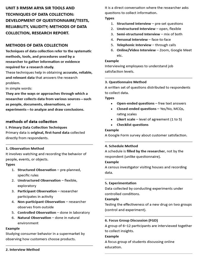 Data Collection Methods and Validity | PDF | Validity (Statistics ...