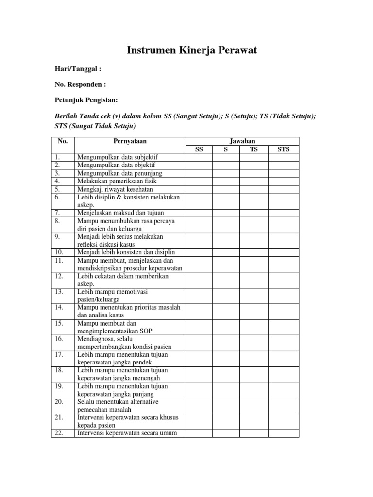 Instrumen Kinerja Perawat | PDF | Karier & Perkembangan | Pengembangan Diri