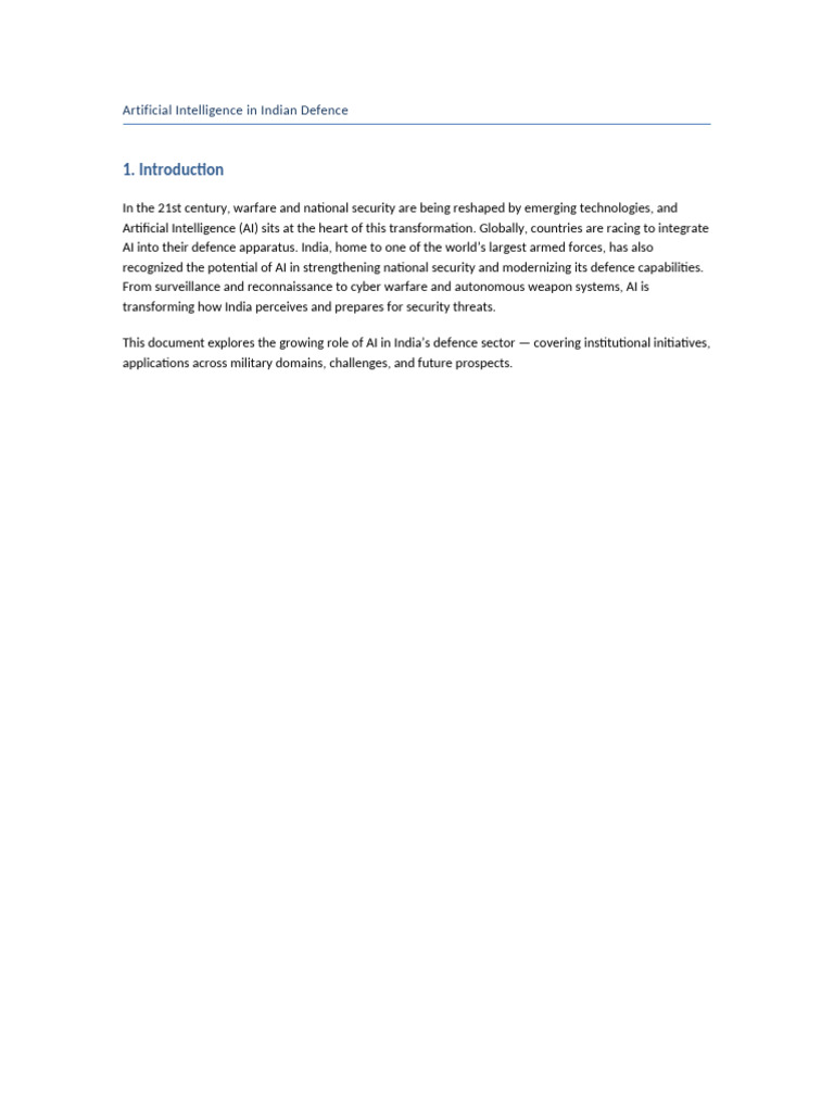 AI's Impact on Indian Defence Strategy | PDF | Artificial Intelligence ...