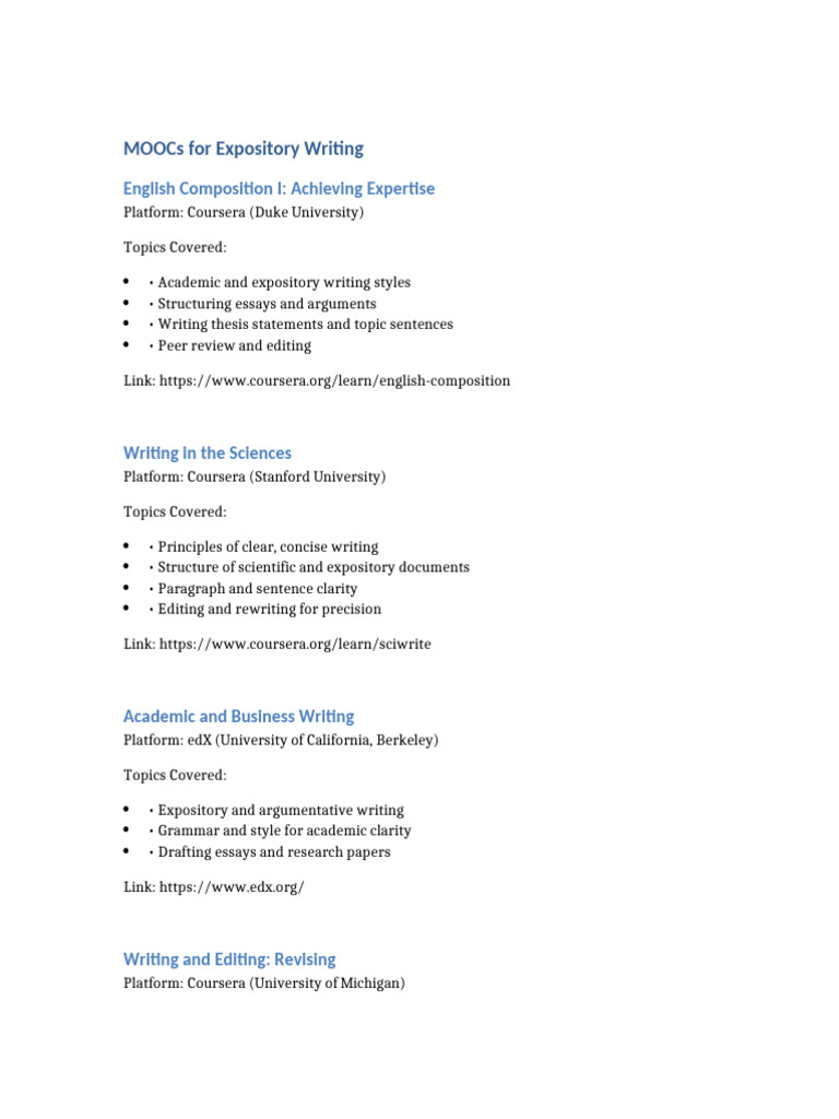 MOOCs for Academic Writing Skills | PDF