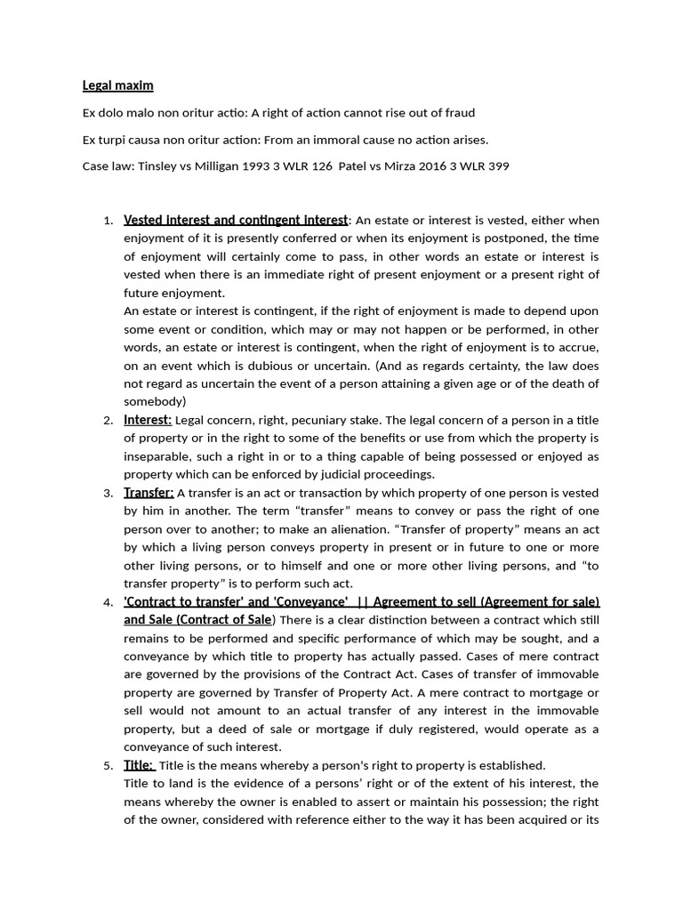 Legal Maxims and Property Concepts | PDF | Mortgage Law | Lease