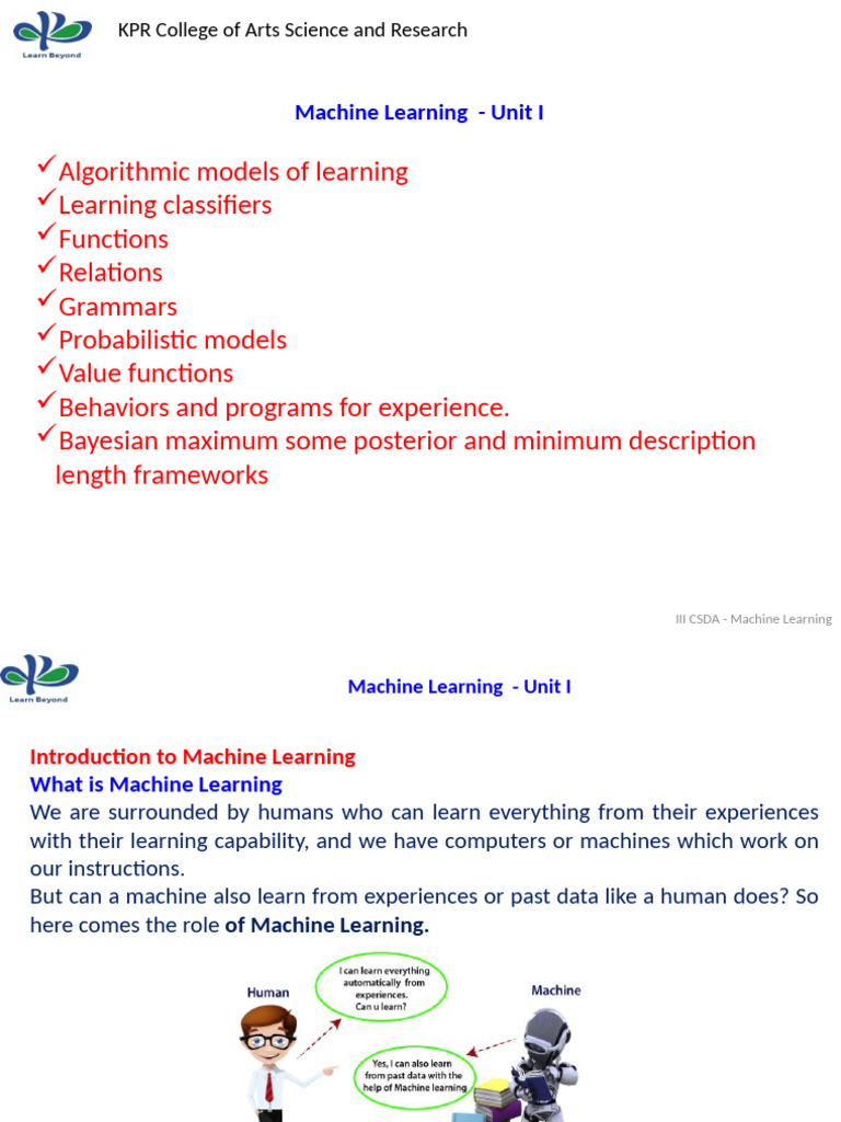 Introduction to Machine Learning Concepts | PDF | Machine Learning ...