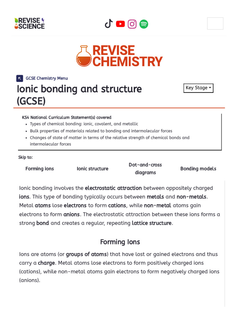 GCSE Ionic Bonding Explained | PDF | Ion | Ionic Bonding