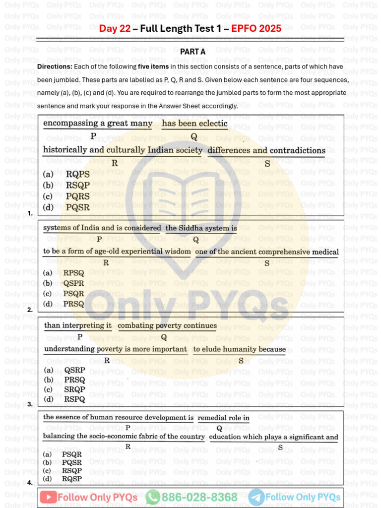 EPFO 2025 Full Length Test 1 Guide | PDF | Inventory | Economies