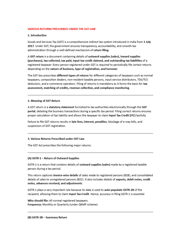 Understanding GST Returns in India | PDF | Taxes | Value Added Tax
