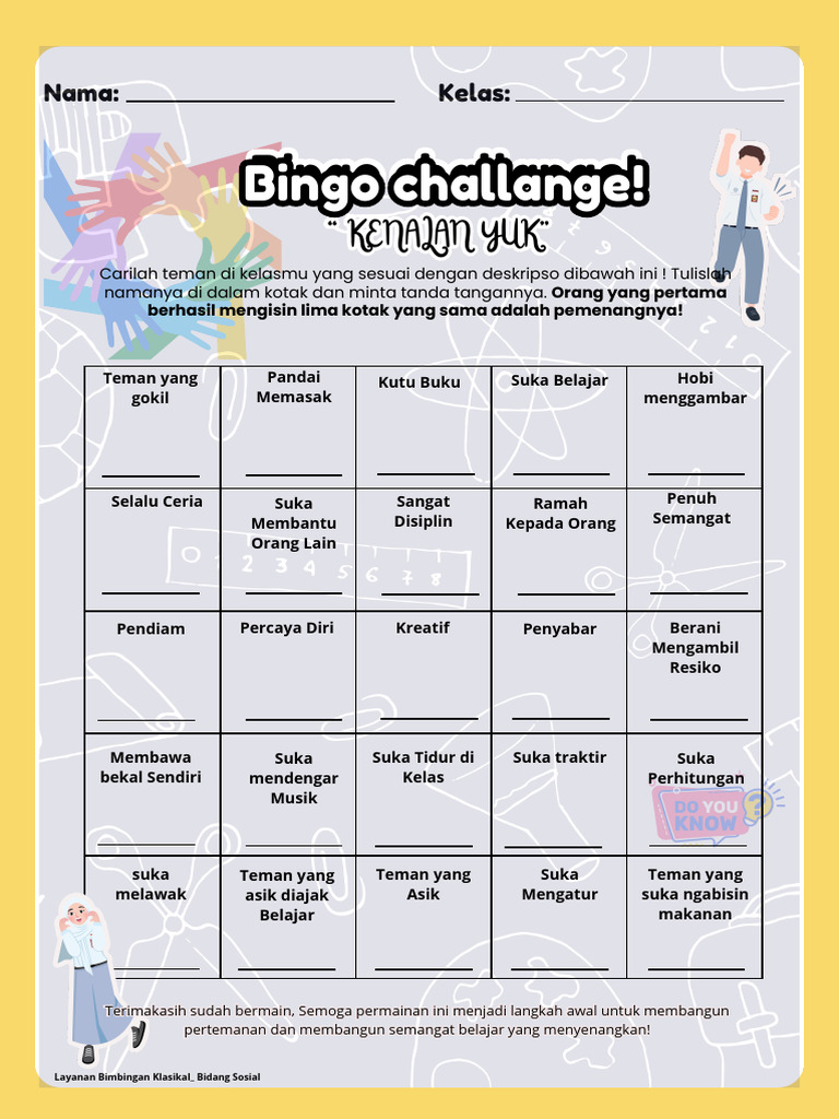 Tantangan Bingo Kenalan Kelas | PDF