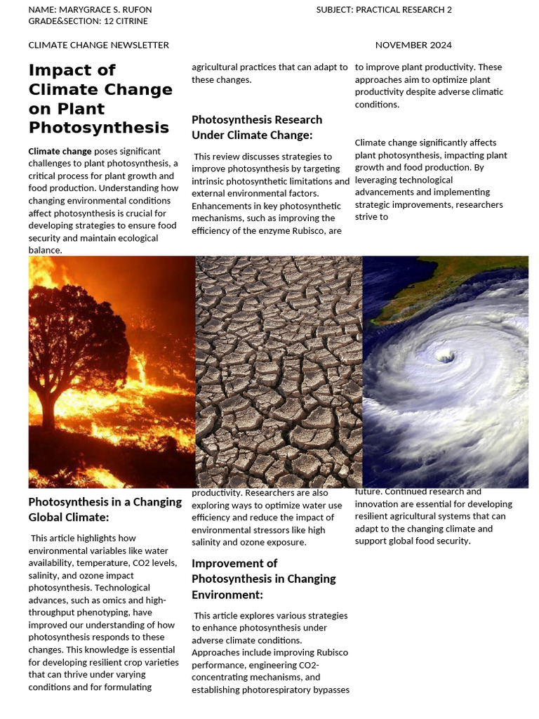 Climate Change Effects on Photosynthesis | PDF | Photosynthesis ...