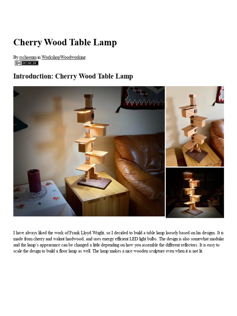 Cherry Wood Table Lamp - 8 Steps (With Pictures) - Instructables | PDF ...