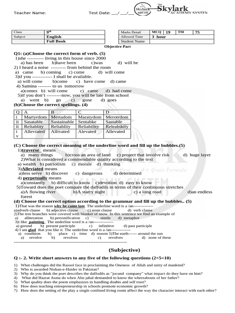 Block 15 Full Book 9th Class Eng | PDF | Clause | Linguistic Morphology