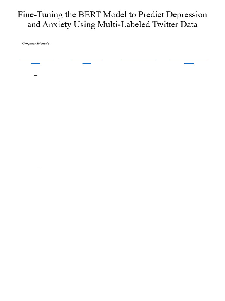 Fine-Tuning BERT for Depression Detection | PDF | Deep Learning ...