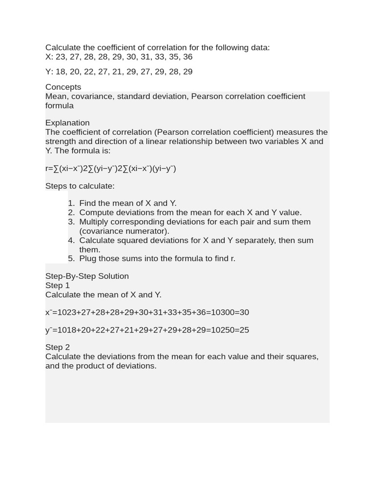 Calculate Pearson Correlation Coefficient | PDF