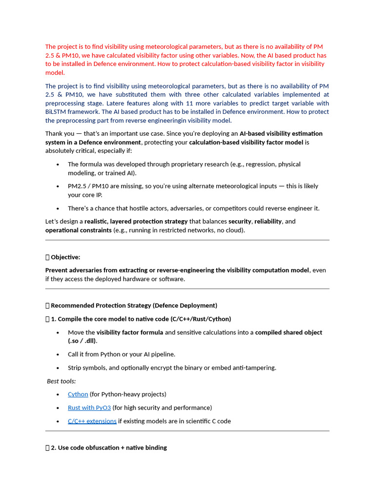 Protecting AI Visibility Models in Defence | PDF