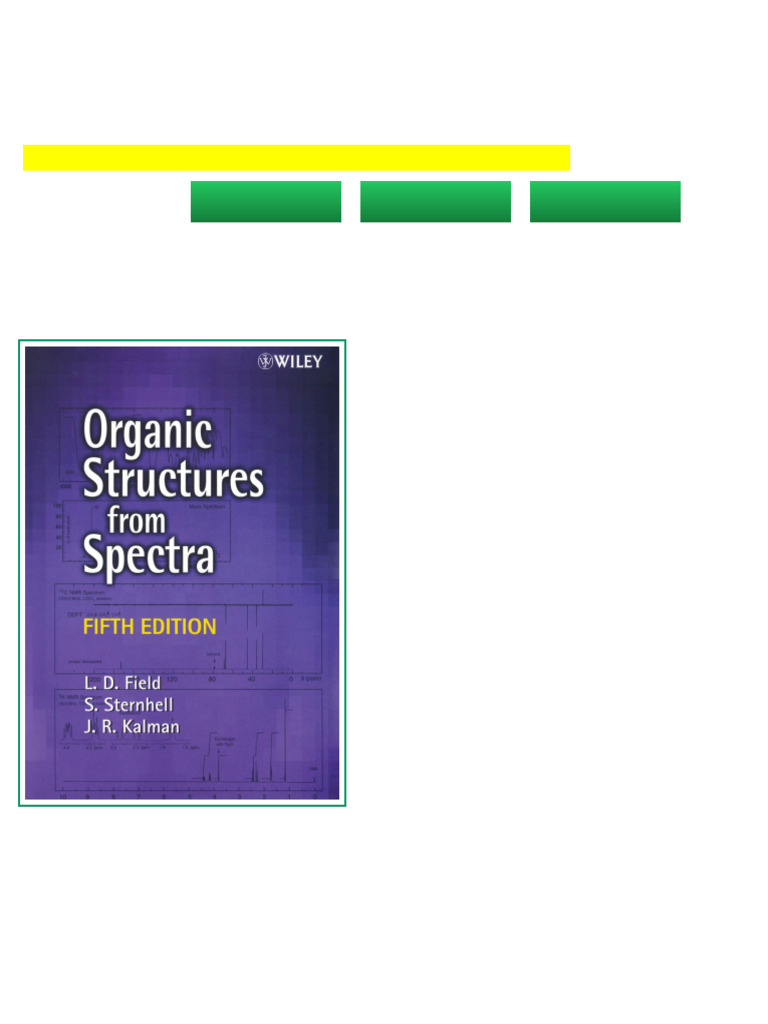 Organic Structures From Spectra 5 Ed Wei Zhi Kindle & PDF Formats | PDF