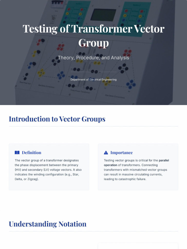 Testing of Transformer Vector Group | PDF