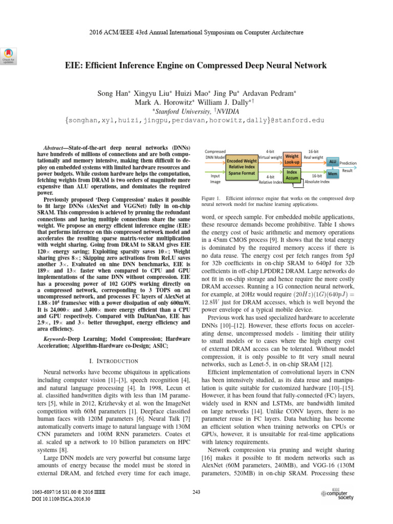 Efficient Inference Engine for DNNs | PDF | Deep Learning | Computer ...