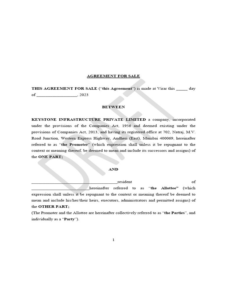 Agreement for Sale: Keystone Infrastructure | PDF | Taxes