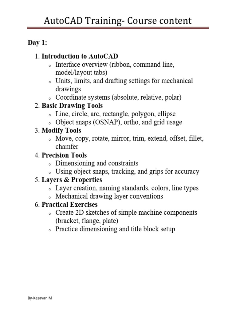 AutoCAD Training Course Outline | PDF
