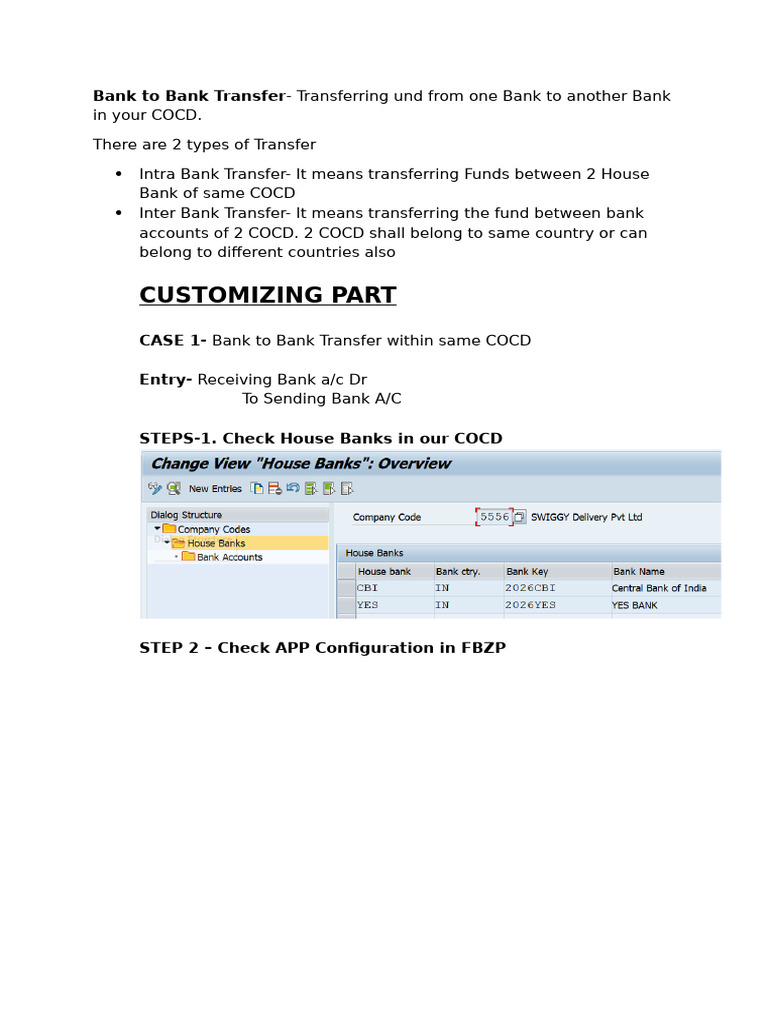 Bank Transfer Guide: Intra & Inter COCD | PDF