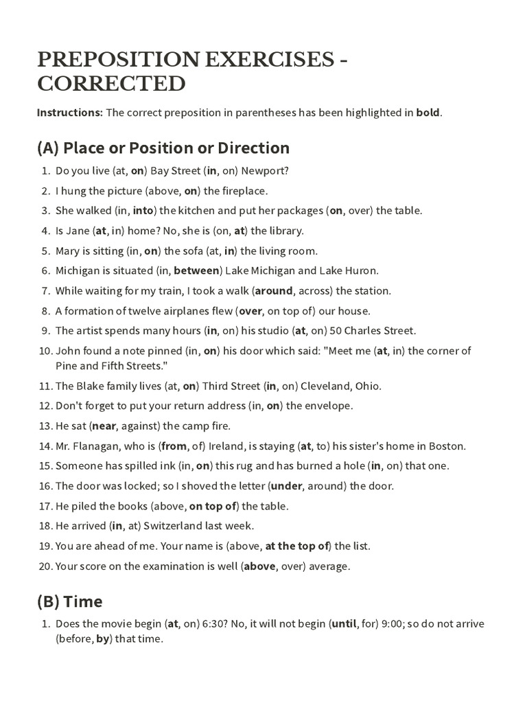 Preposition Exercises with Answers | PDF | Chess Theory | Chess