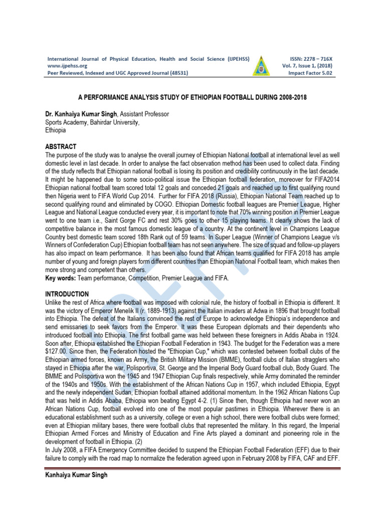A Performance Analysis Study.... | PDF | Association Football ...