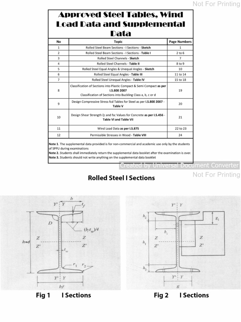 Approved Steel Tables Final With Water Mark For Not For Printing | PDF