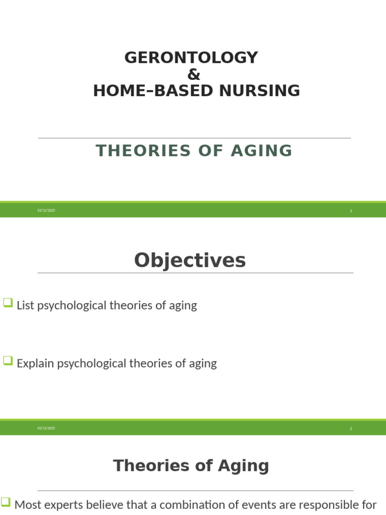 Theories of Aging in Gerontology | PDF | Psychology | Behavior Modification