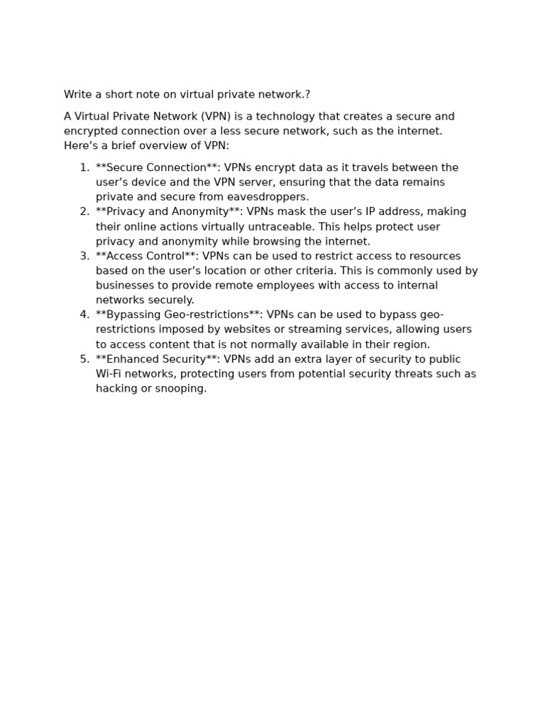 Overview of Virtual Private Networks | PDF