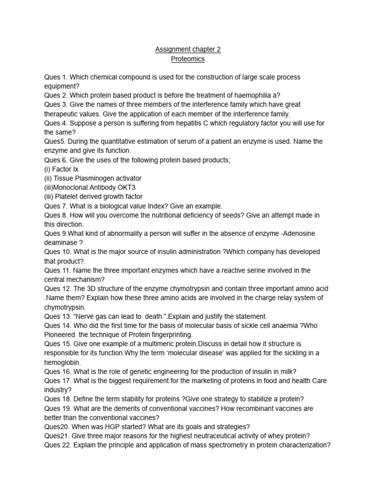 Xii Assignment Chapter 2 | PDF | Proteins | Proteomics