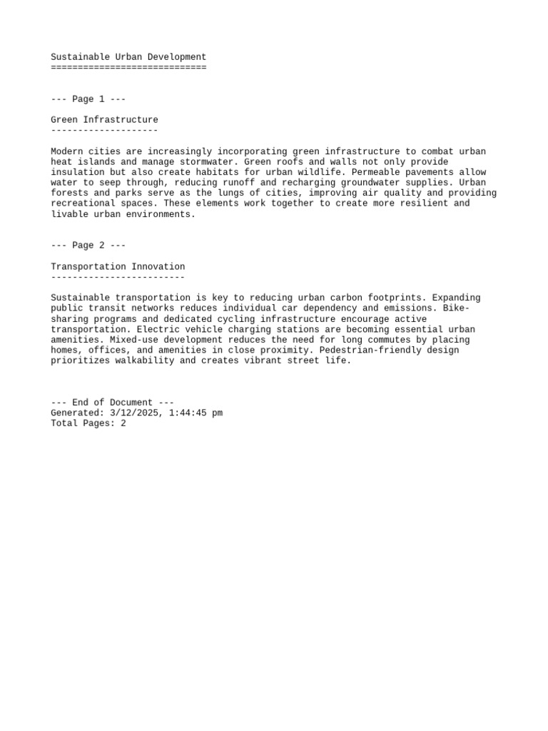 Document 2 Sustainable Urban Development | PDF